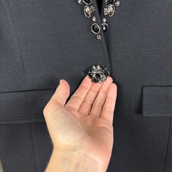 St. John Knit Sweater Blazer Evening 6 Embellished Jewel Wool Blend longline - Picture 5 of 10